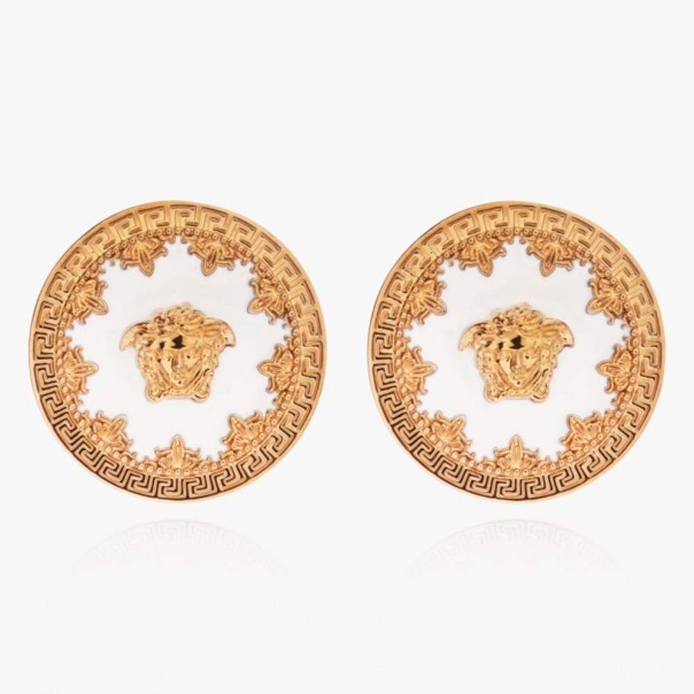 Versace Metallic Gold-tone Enamel Clip Earrings